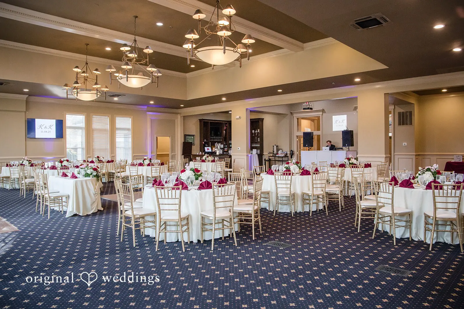 Decorated tables at the wedding reception