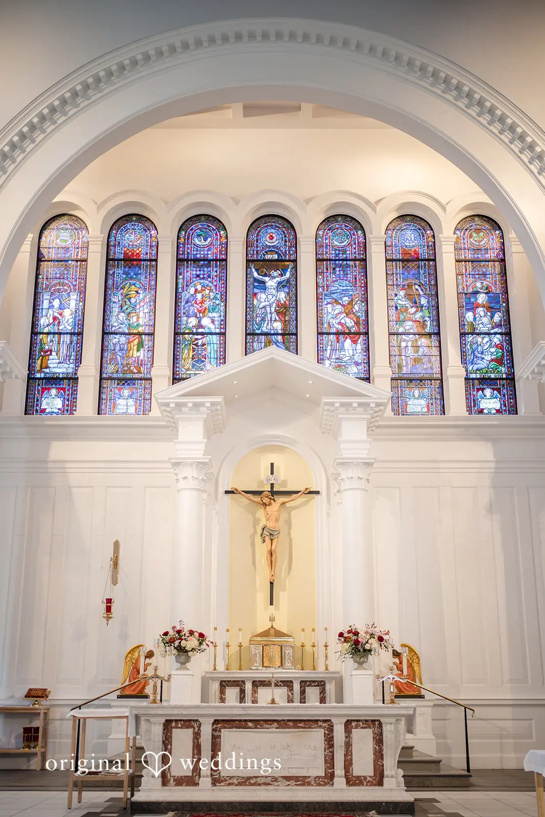 Our Washington DC wedding photographer took a close shot of the Saint Mary of Sorrows Catholic Church altar