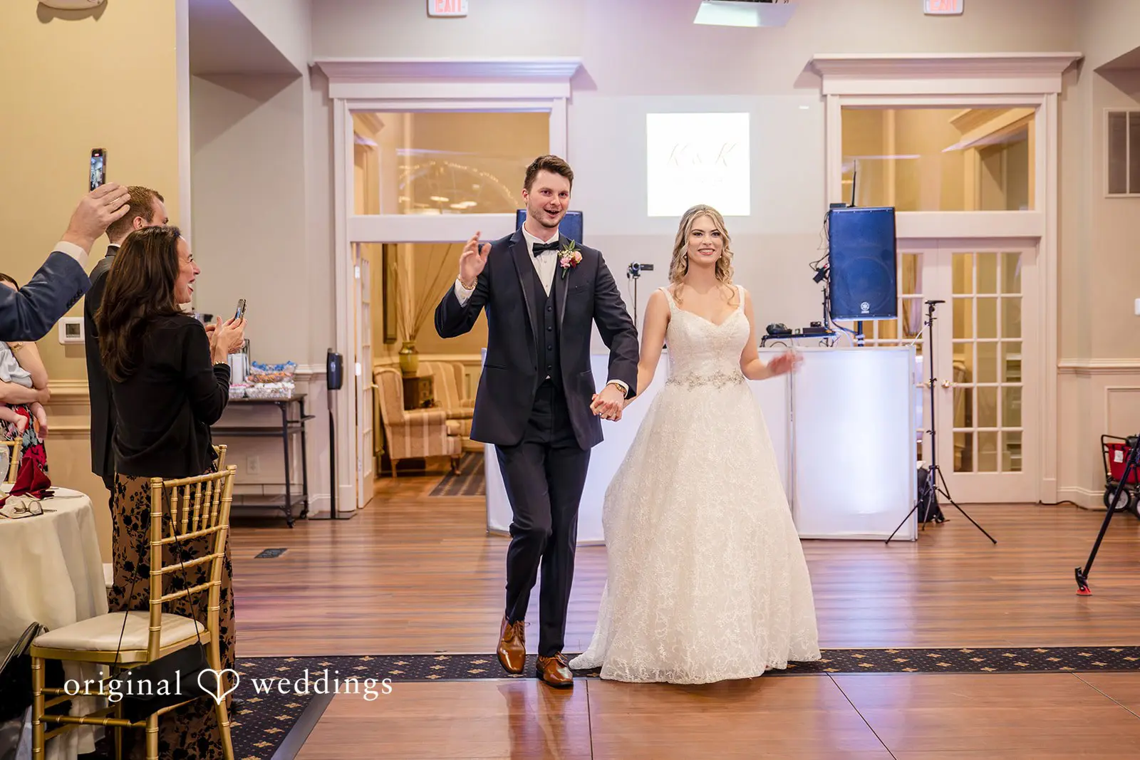 The bride and groom's grand entrance at their wedding reception