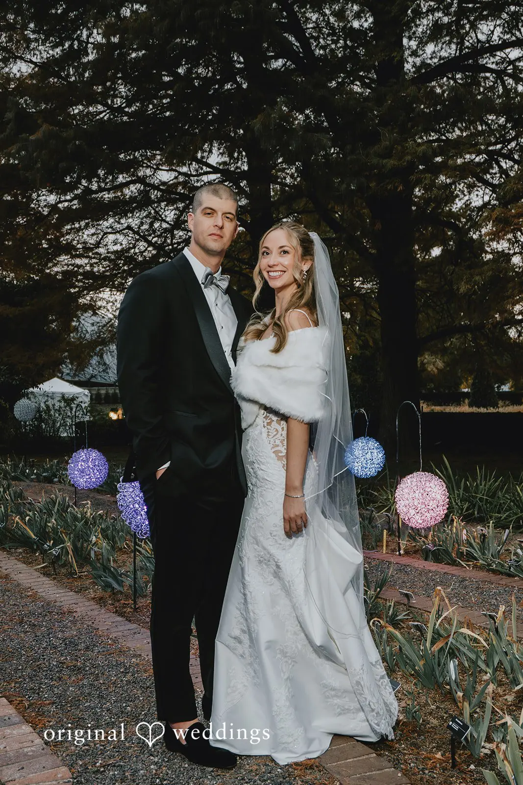 A portrait of the bride and groom exposing the beauty of nature at St. Louis Botanical Gardens