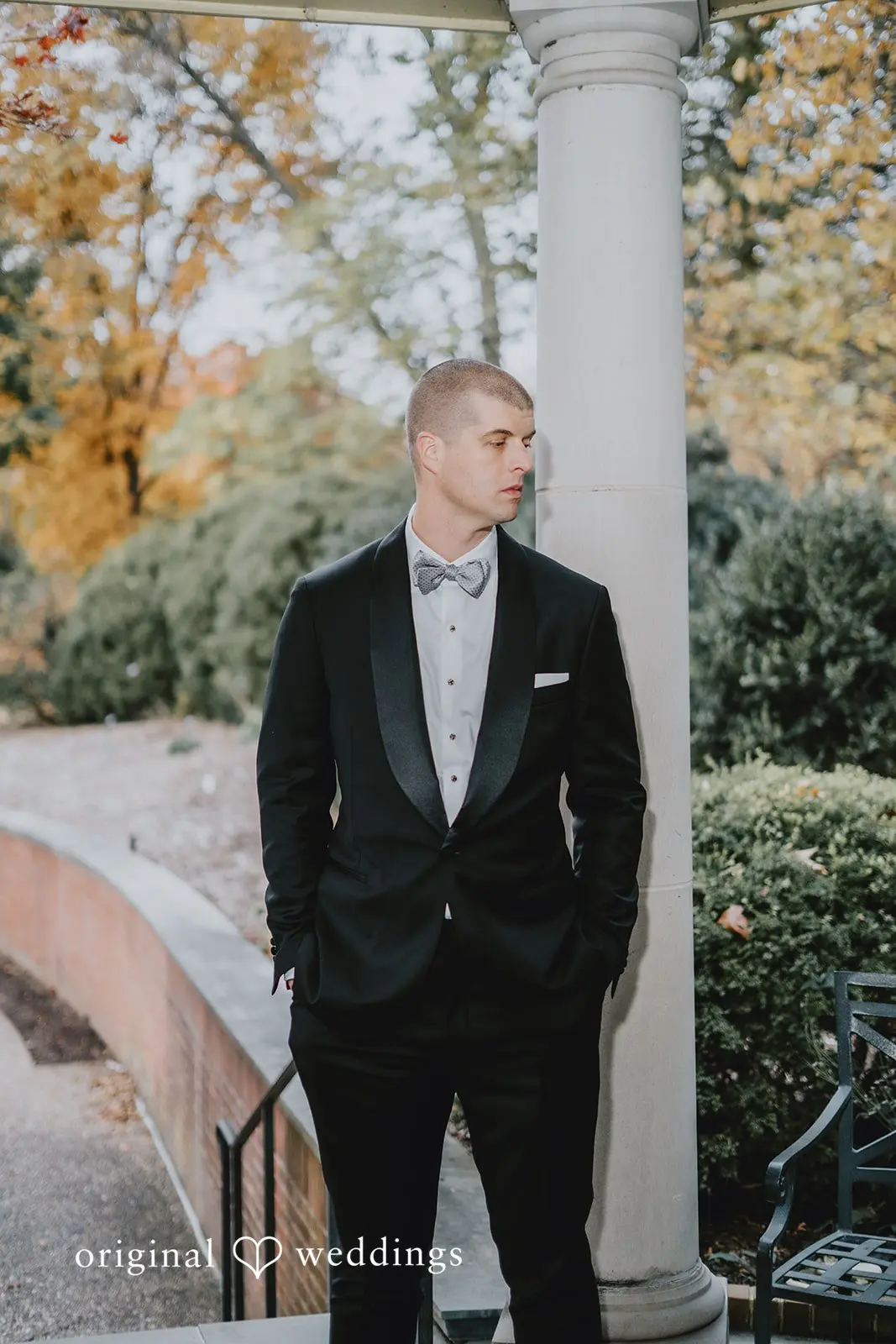A portrait of the groom before the wedding ceremony