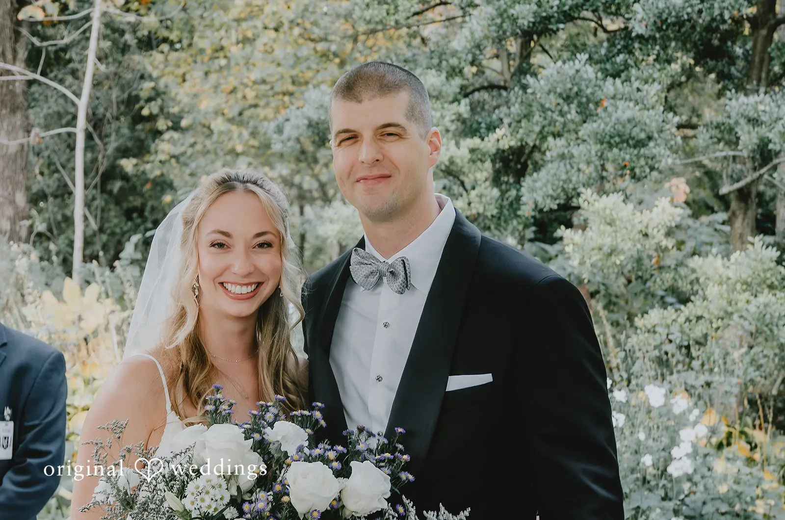 A beautiful portrait of the bride and groom after their wedding ceremony