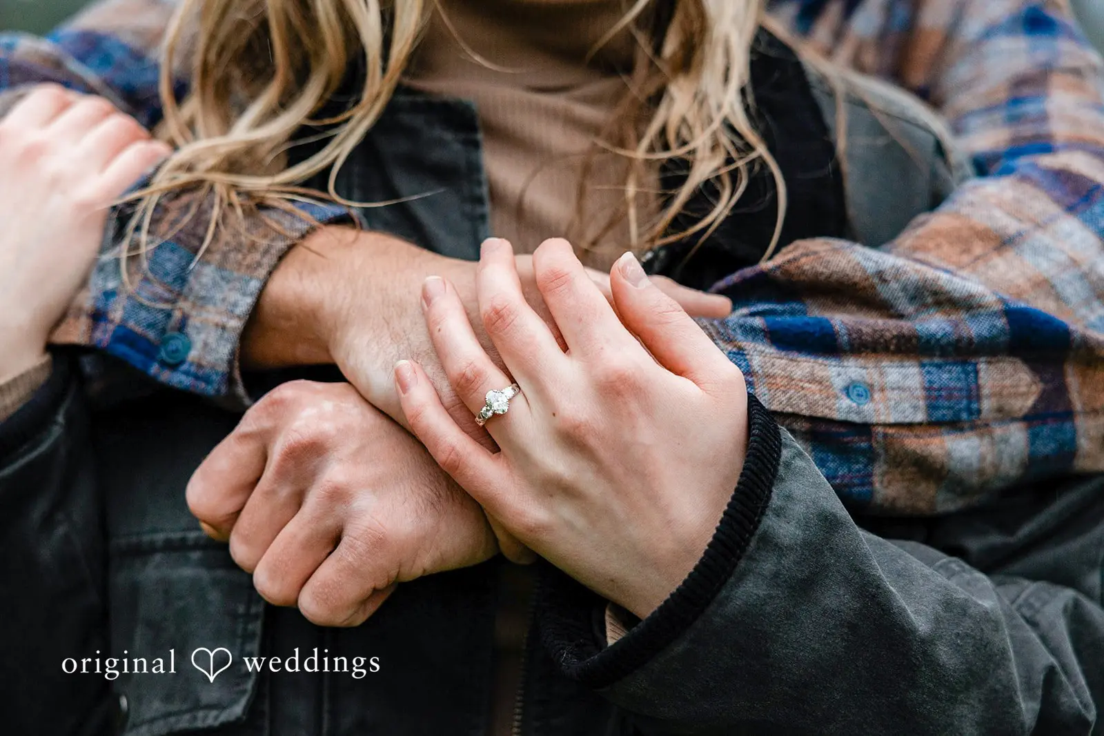 A romantic close-up shot of the couple