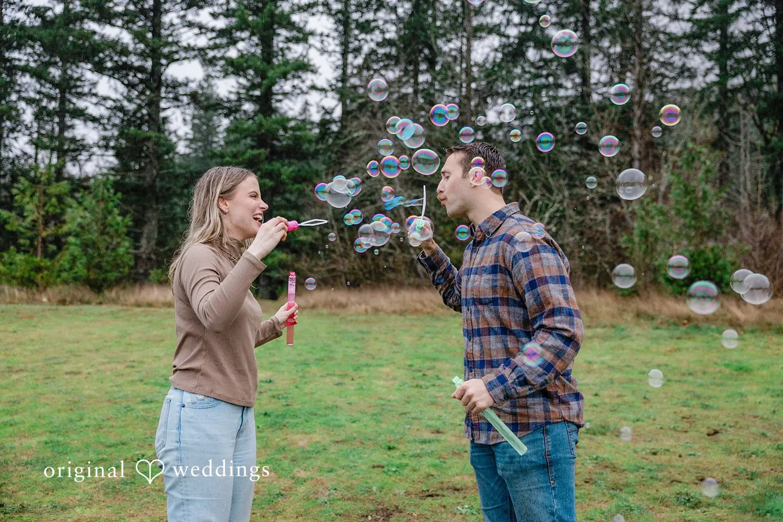 Our Seattle wedding photographer captured a fun time portrait of the couple at Tanner Landing Park