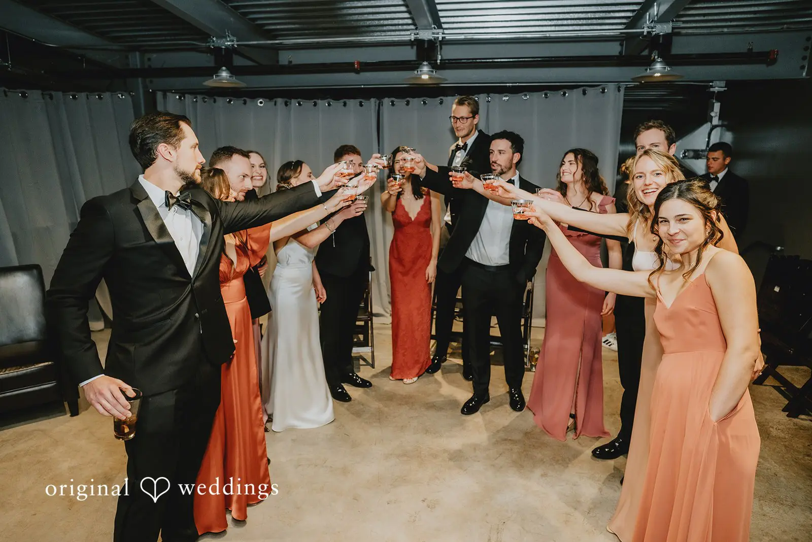 Toast time for the bridal party at The Black Pearl's wedding reception