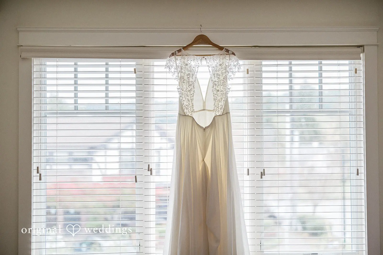 Heather + Tim A beautiful shot of bride's wedding dress