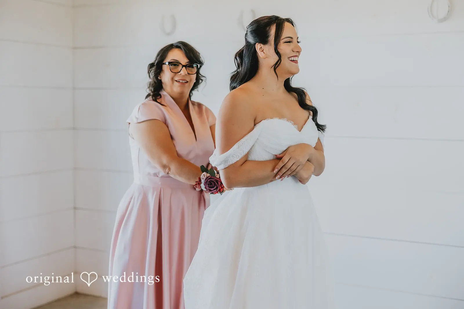 A joyful getting-ready moment for the bride