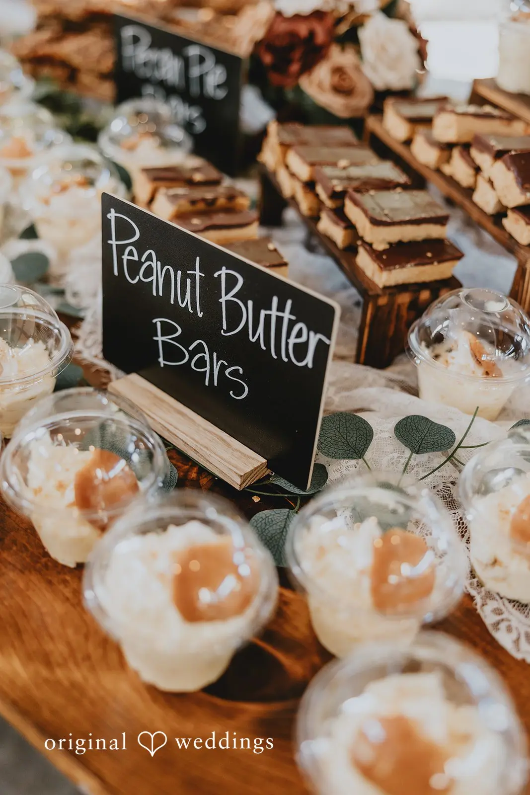 A close shot of the wedding desserts at Two Wishes Ranch