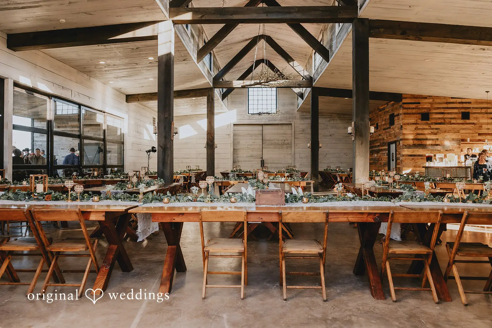 Our Austin wedding photographers capture the indoor reception space at Two Wishes Ranch