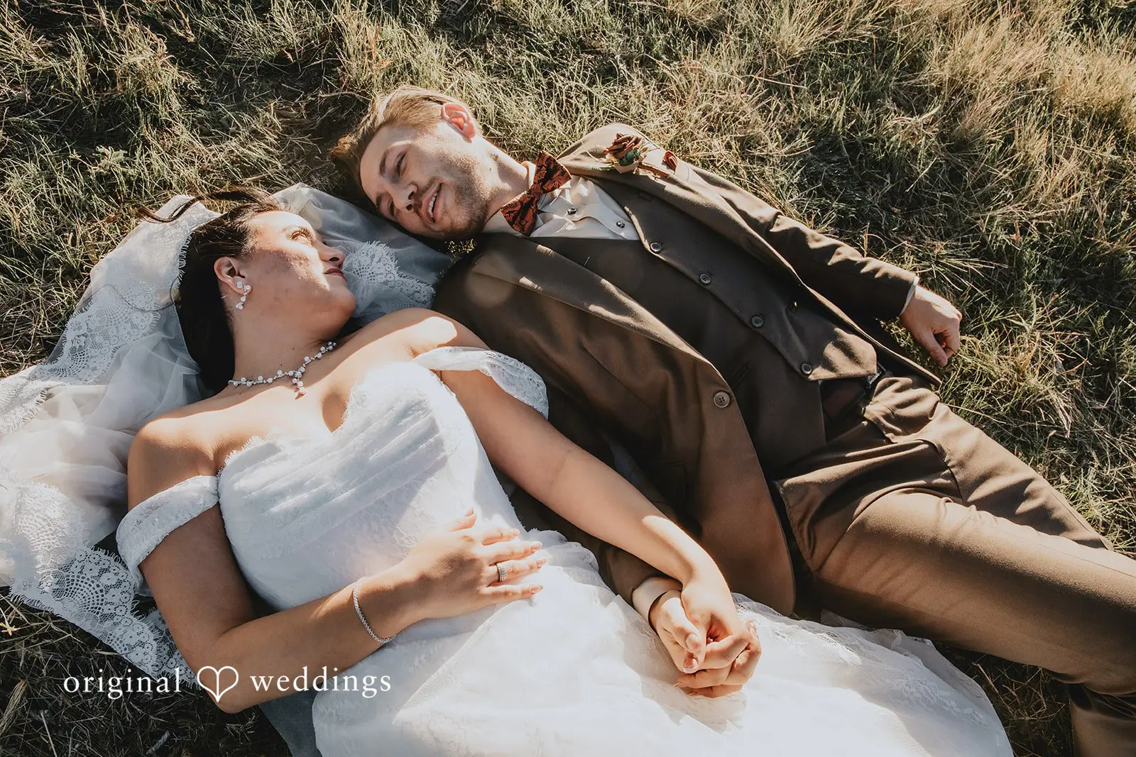 The couple shares a romantic moment together with nature
