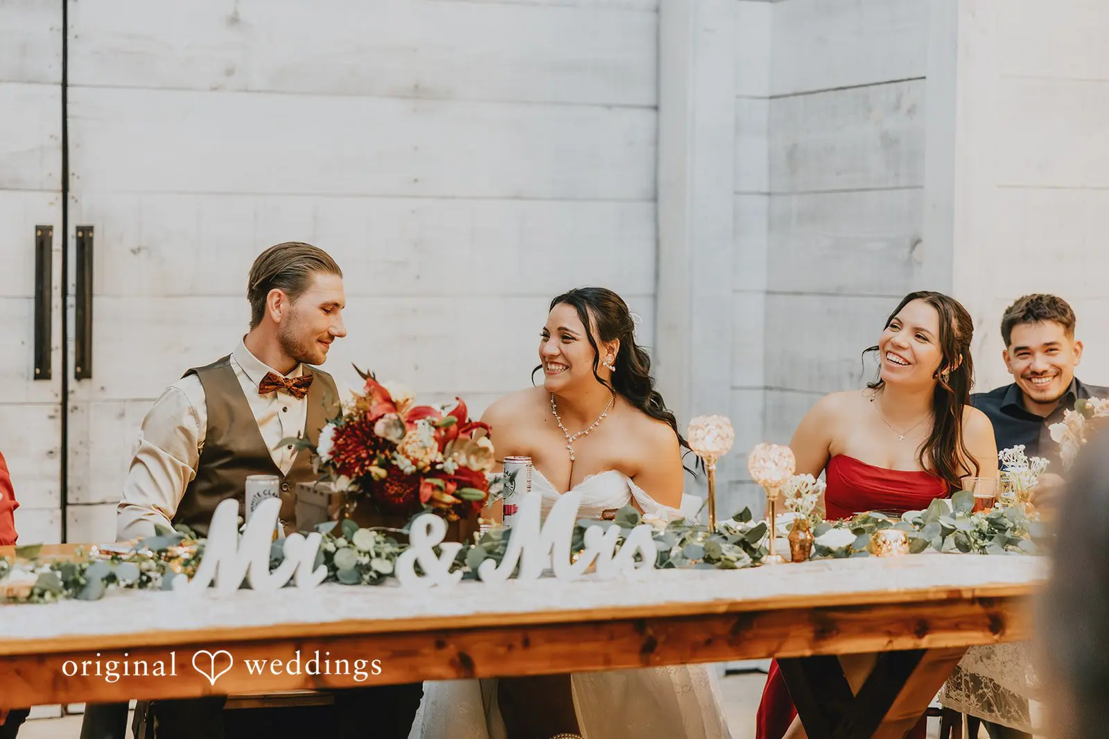 The bride and groom at their wedding reception