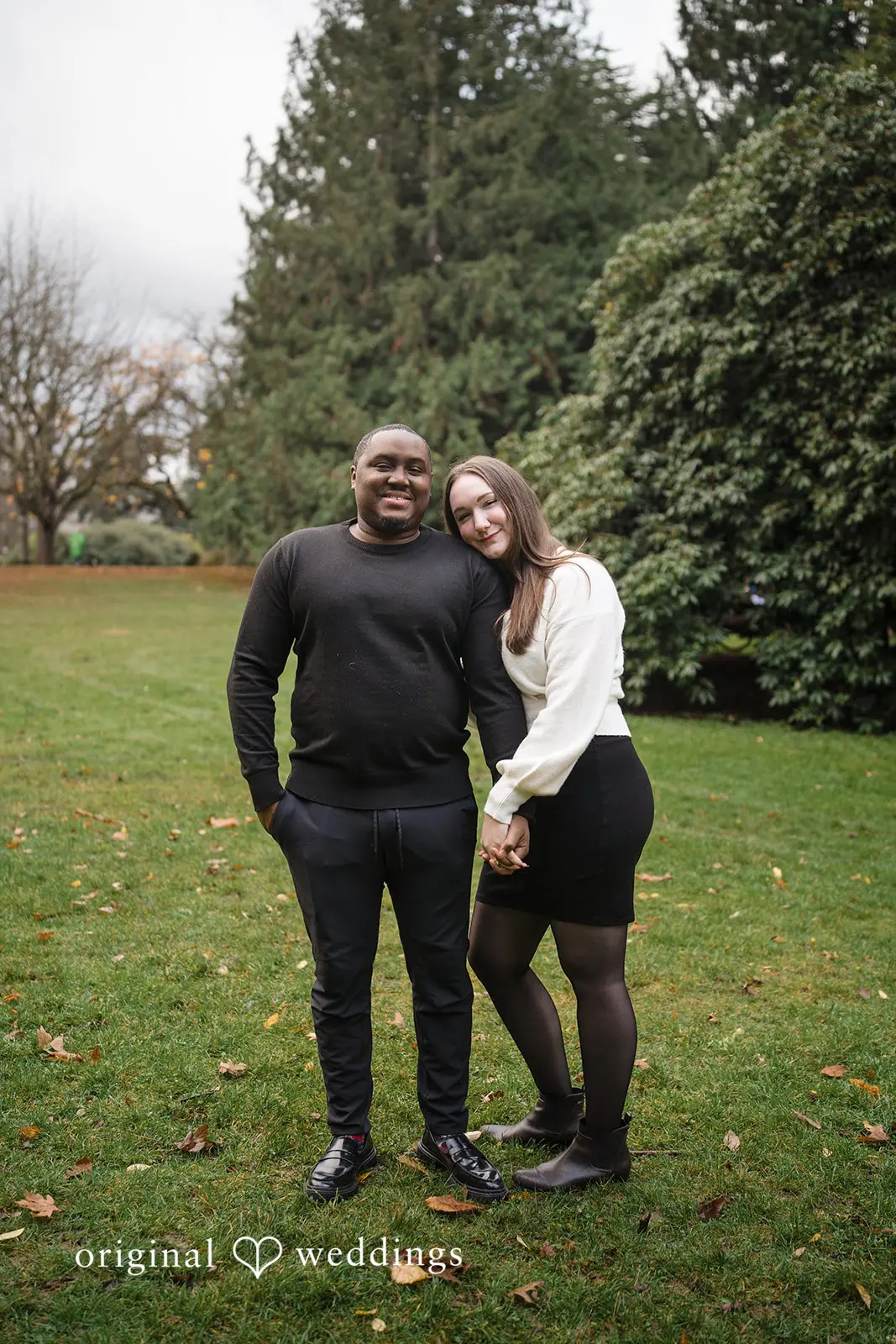 Our Seattle wedding photographer captured a romantic portrait of Madison and Malik at Volunteer Park