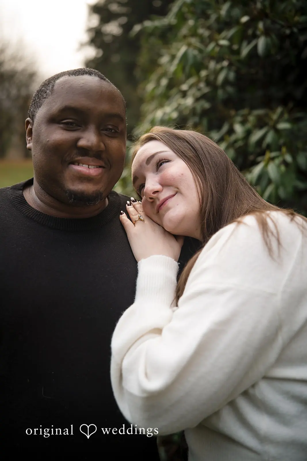 A romantic portrait of the couple at Volunteer Park