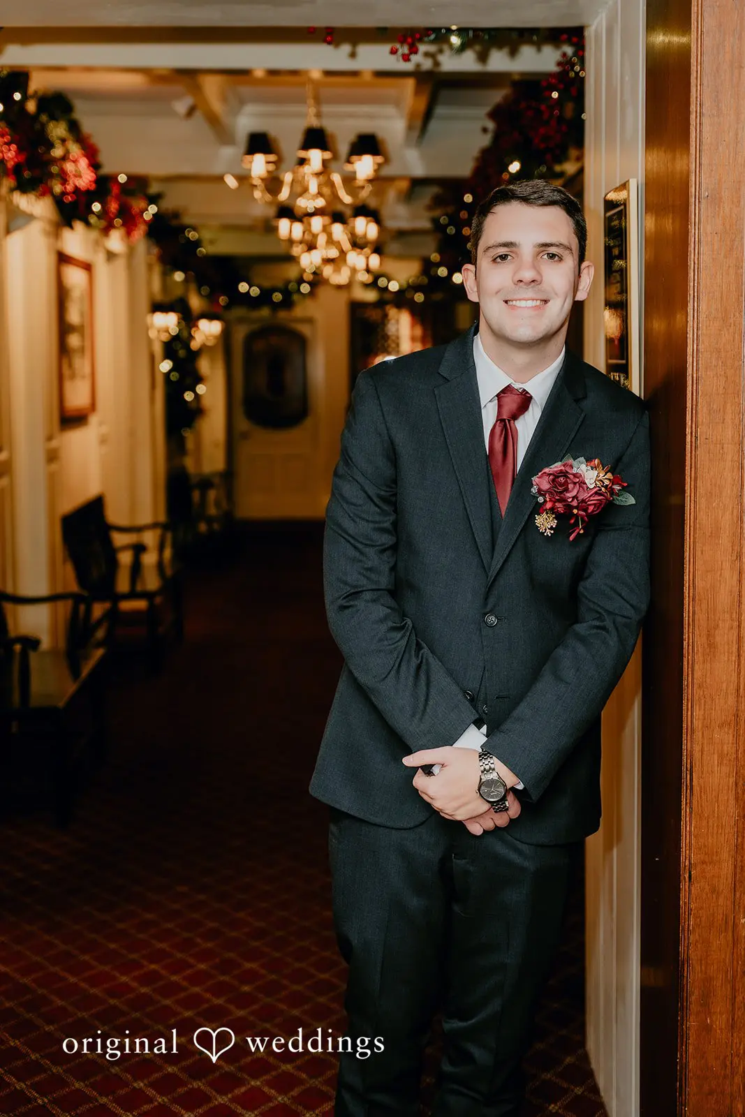 A stunning portrait of the groom before the wedding ceremony