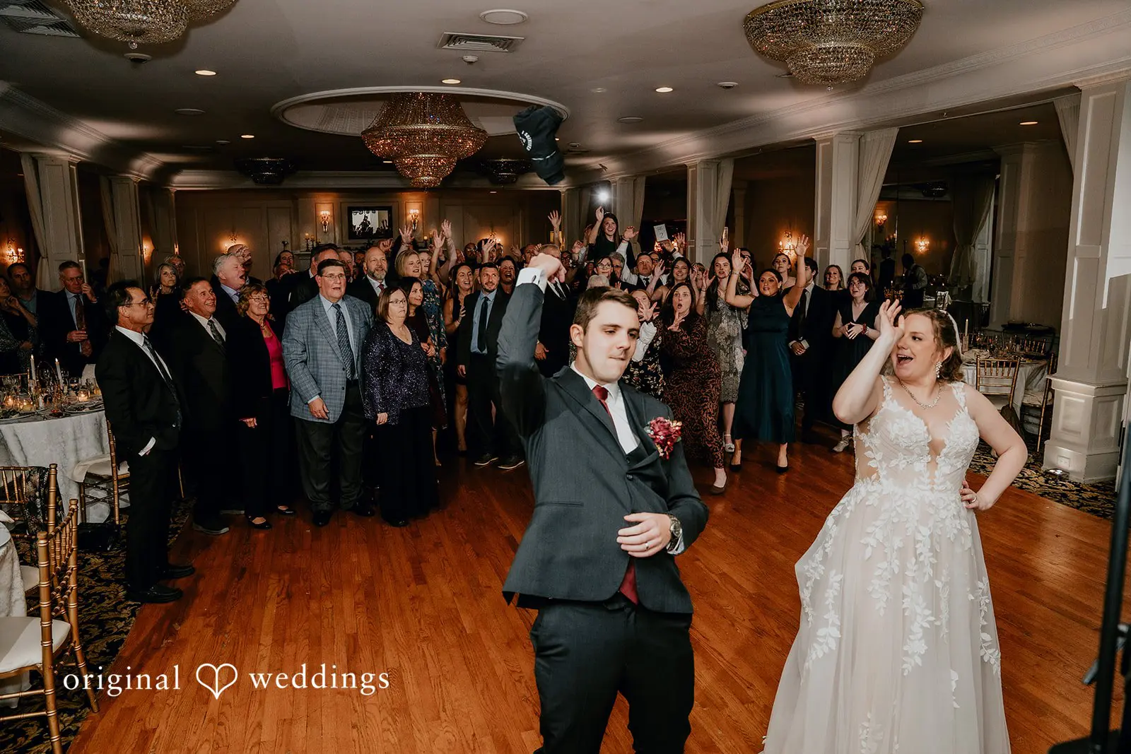 A fun time for the couple at their wedding reception
