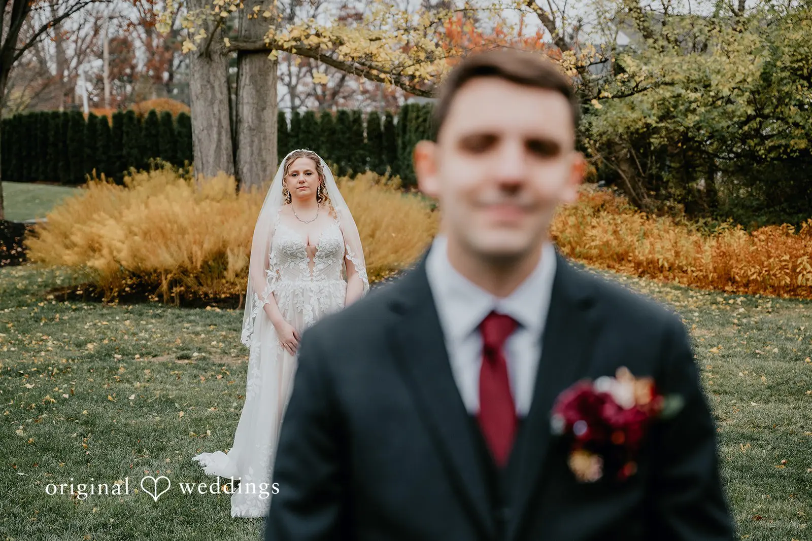 A photo of the bride about to meet the groom before the wedding ceremony