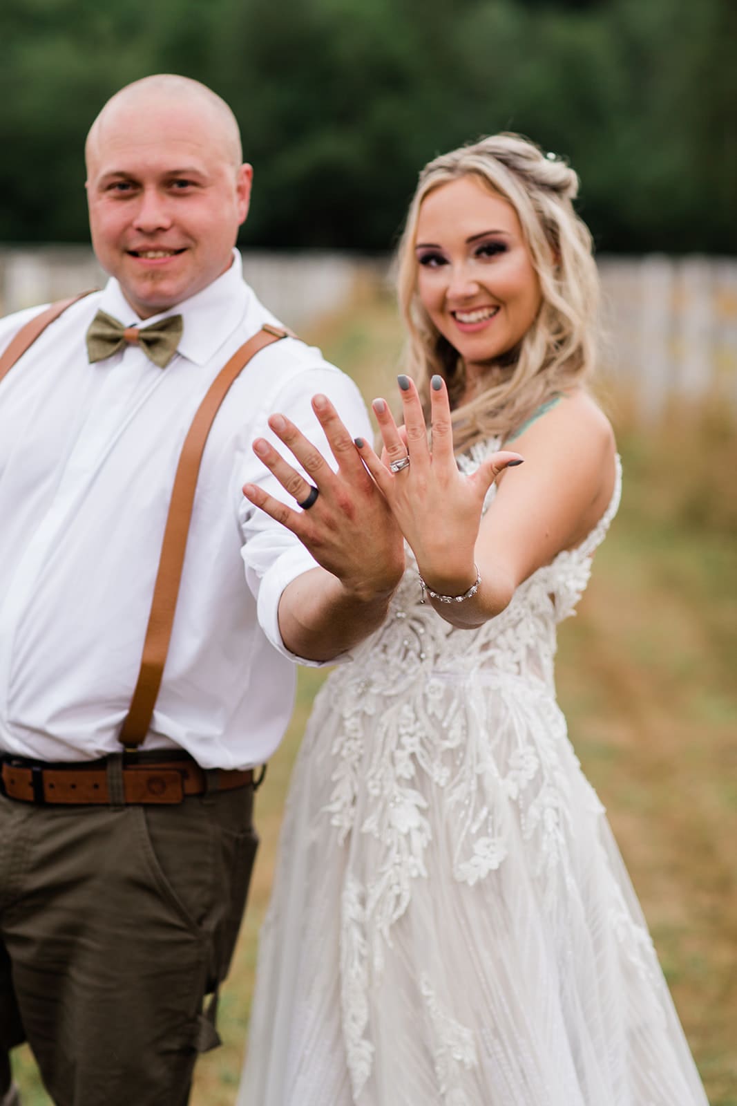Wedding ring shows their love at Bride and groom Vows at Rein Fire Ranch Wedding