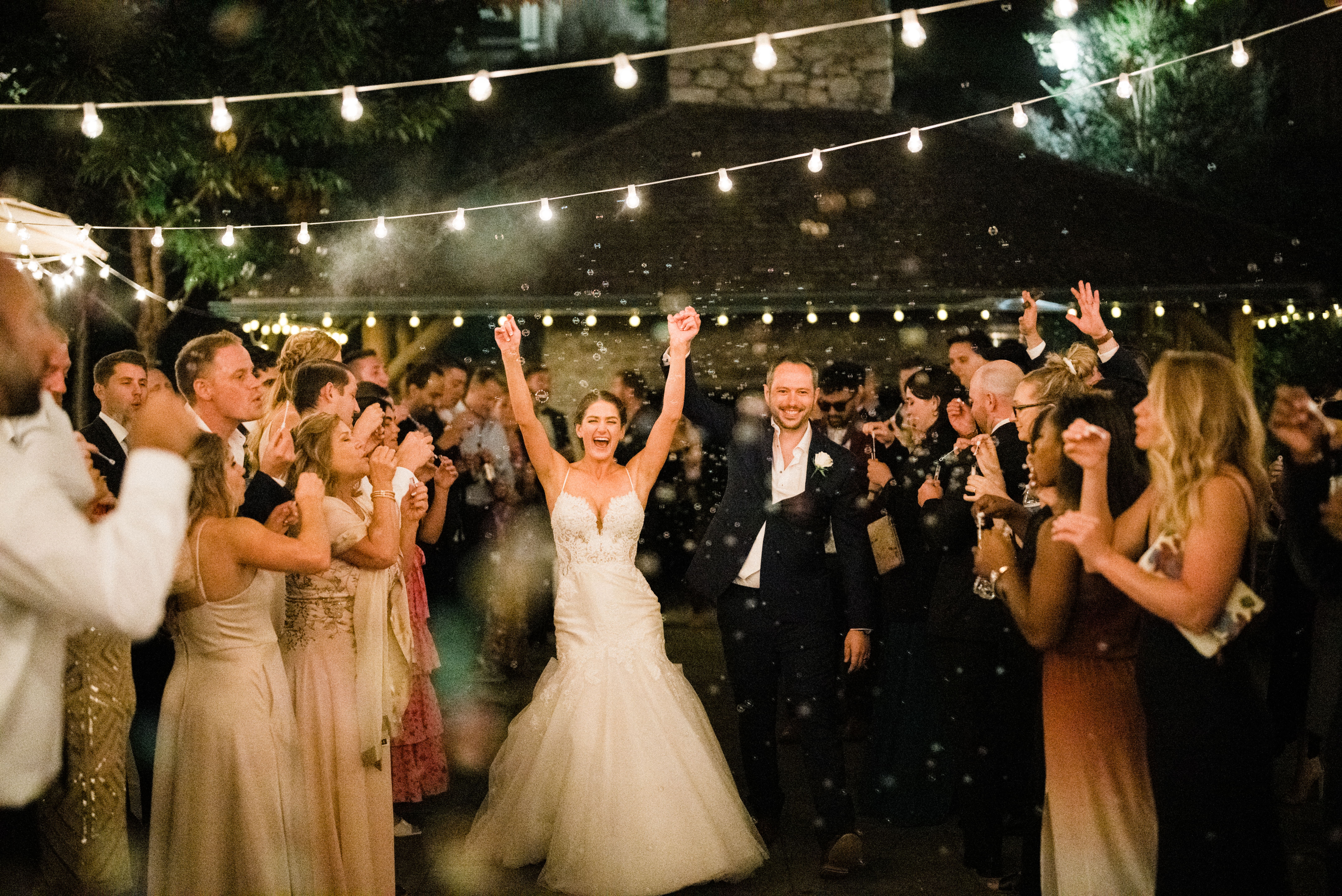 grand exit at Roche Harbor Resort wedding photos