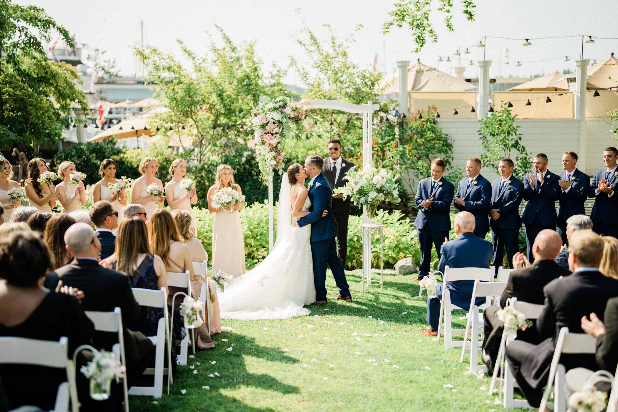 first kiss under the alter at roche harbor wedding