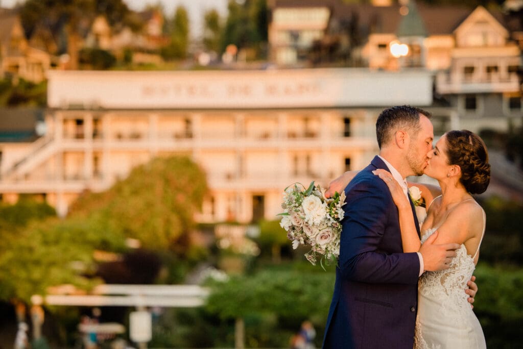 Roche Harbor Resort wedding photos of couples posing at sunset