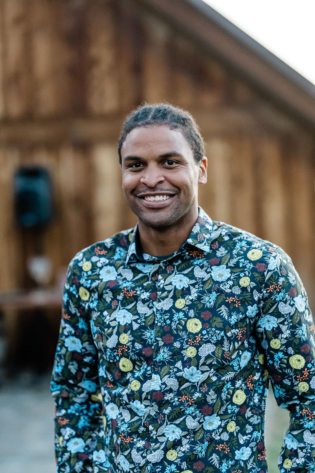 Mixed race guest at a Cattle Barn Wedding