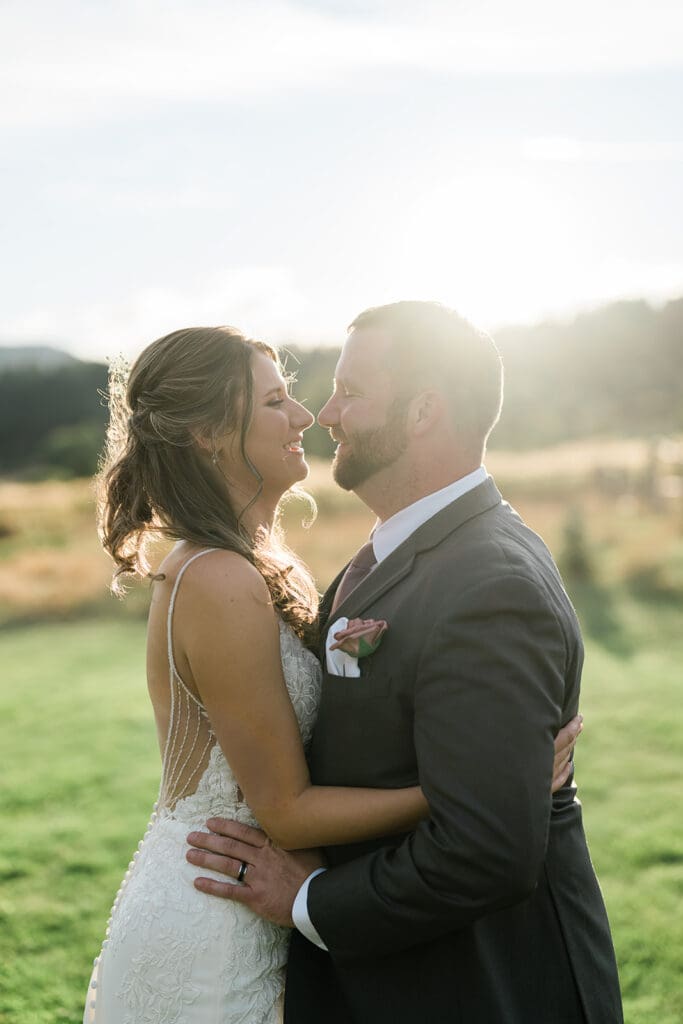 Couple portrait at a Cattle Barn Wedding