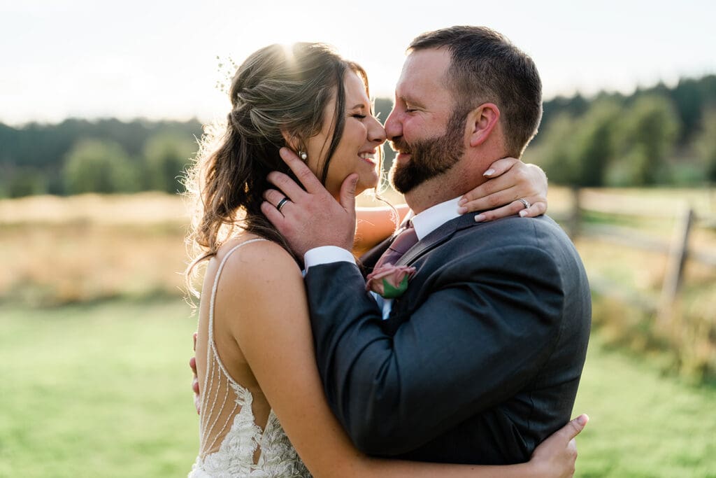 Couple portrait at a Cattle Barn Wedding