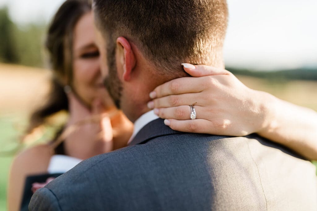 Couple portrait at a Cattle Barn Wedding