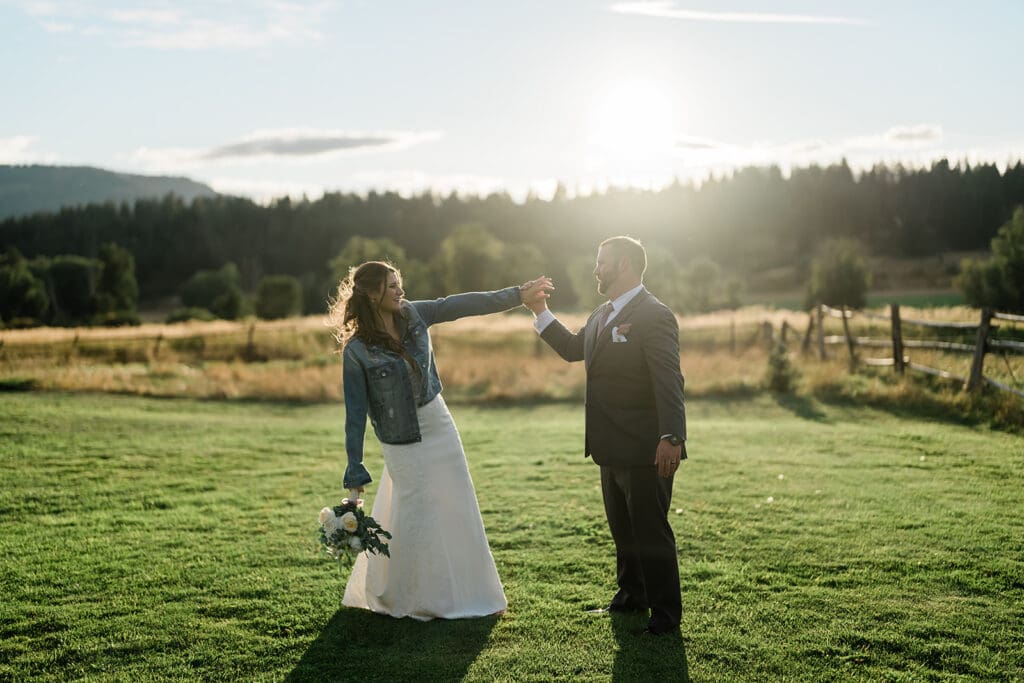 Couple portrait at a Cattle Barn Wedding