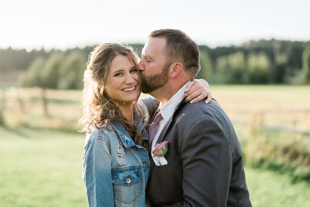 Couple portrait at a Cattle Barn Wedding