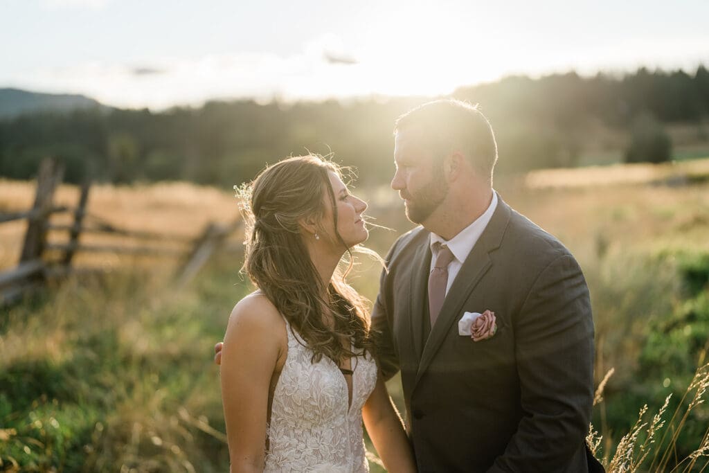 Couple portrait at a Cattle Barn Wedding