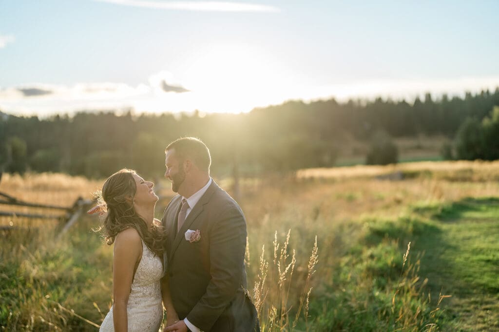 Couple portrait at a Cattle Barn Wedding