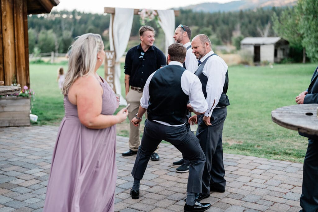 Guest dancing at a Cattle Barn Wedding