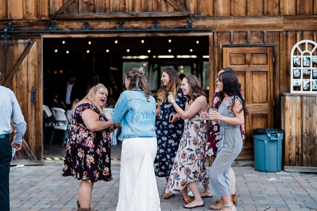 Guest dancing at a Cattle Barn Wedding