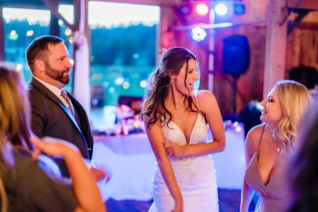 Couple dancing at a Cattle Barn Wedding