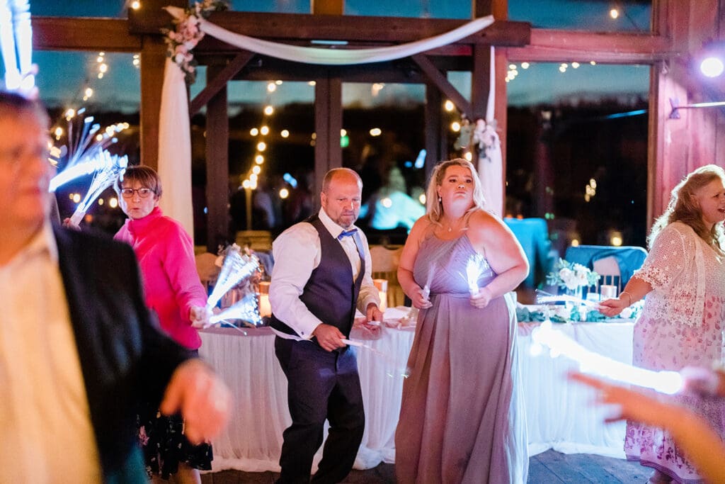 Guest dancing at a Cattle Barn Wedding