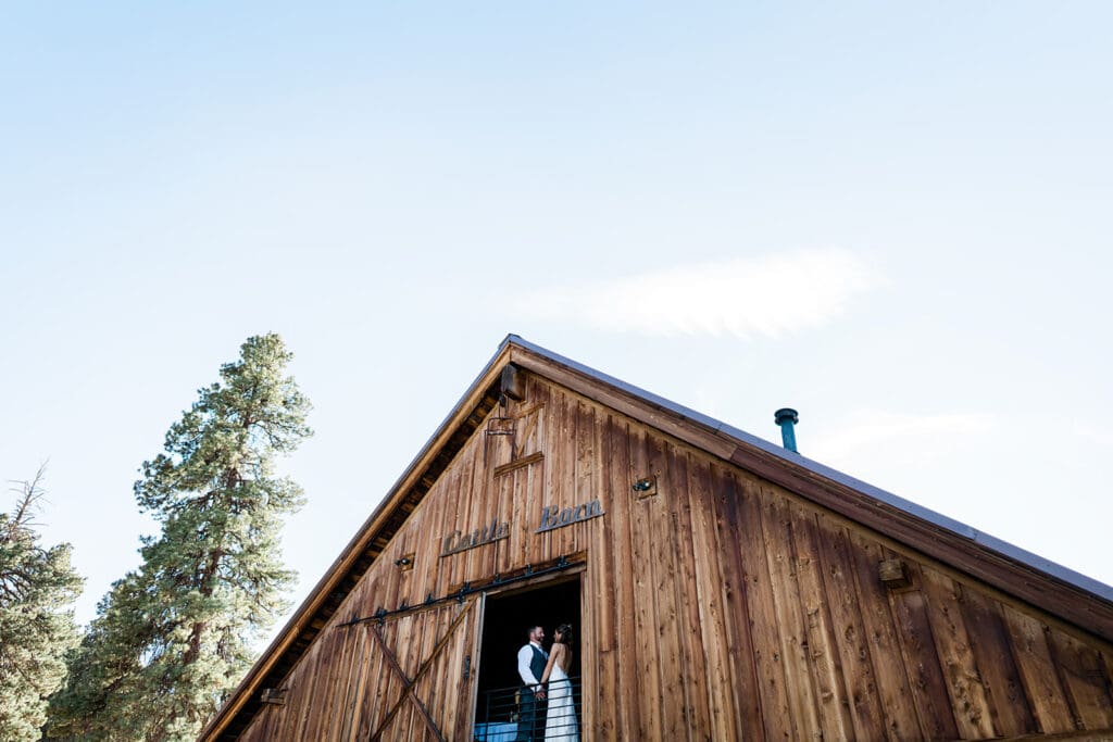 Couple portrait at a Cattle Barn Wedding