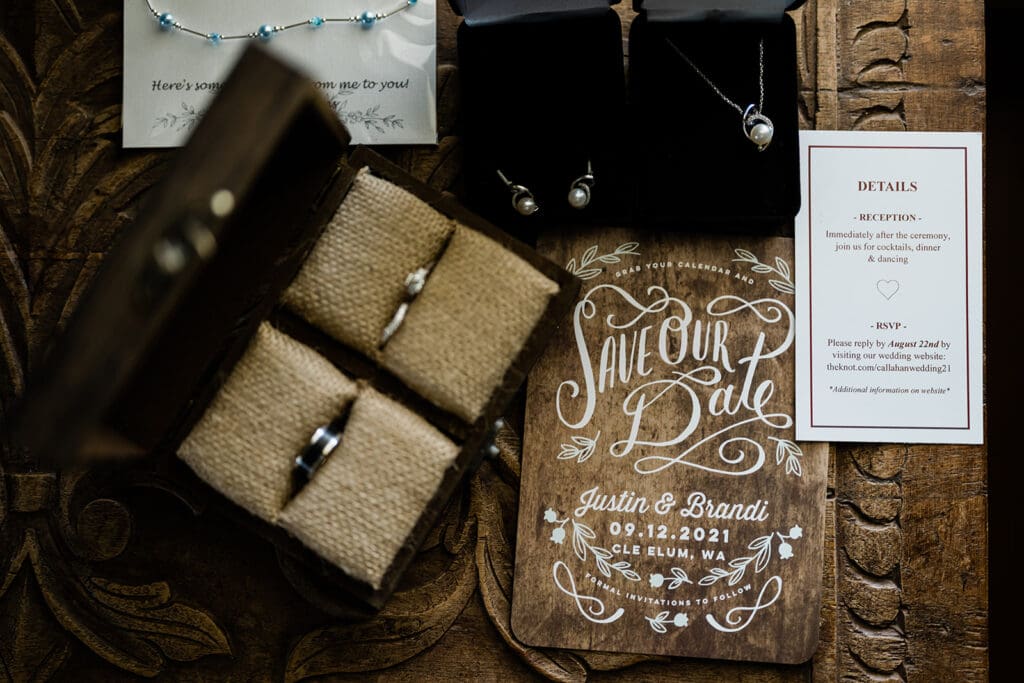 Ring bands at a Cattle Barn Wedding