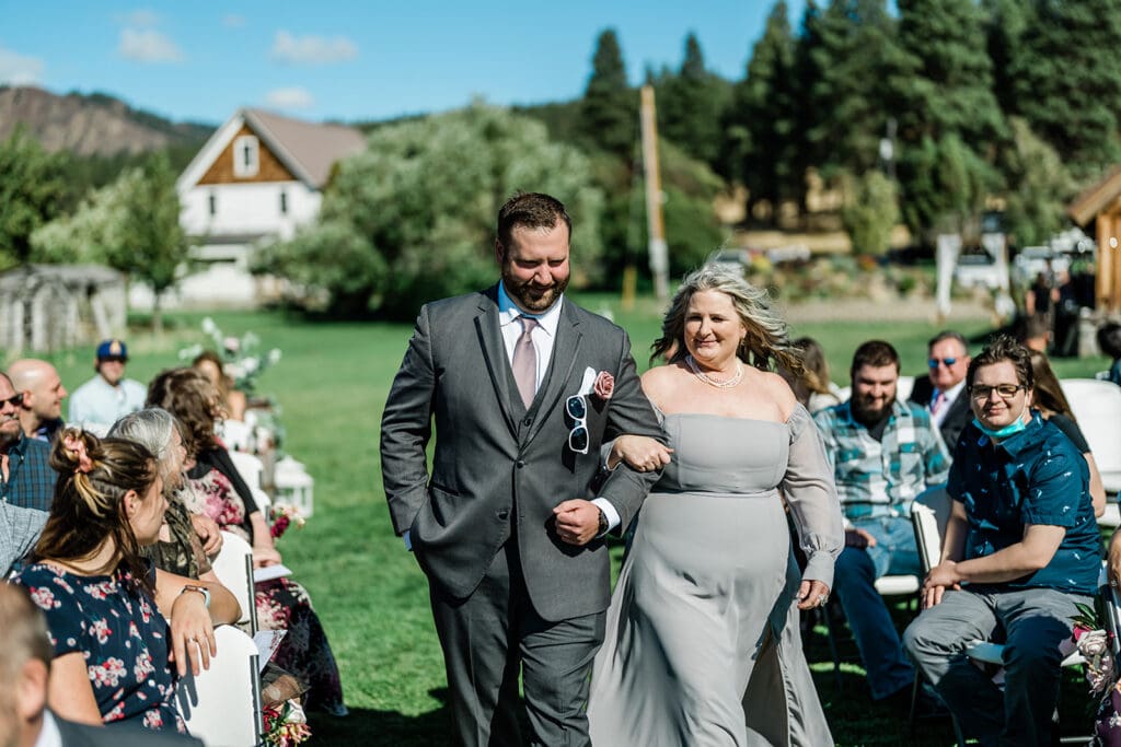 Groom and mother at a Cattle Barn Wedding