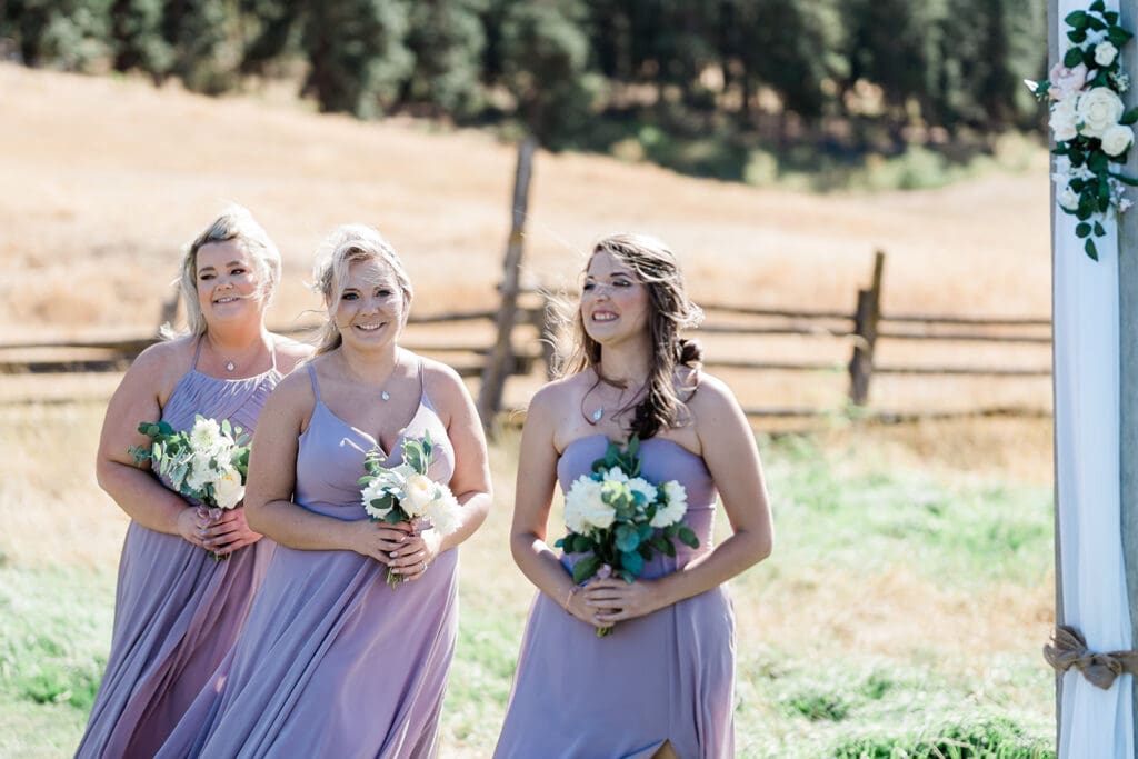 Bridesmaids at a Cattle Barn Wedding