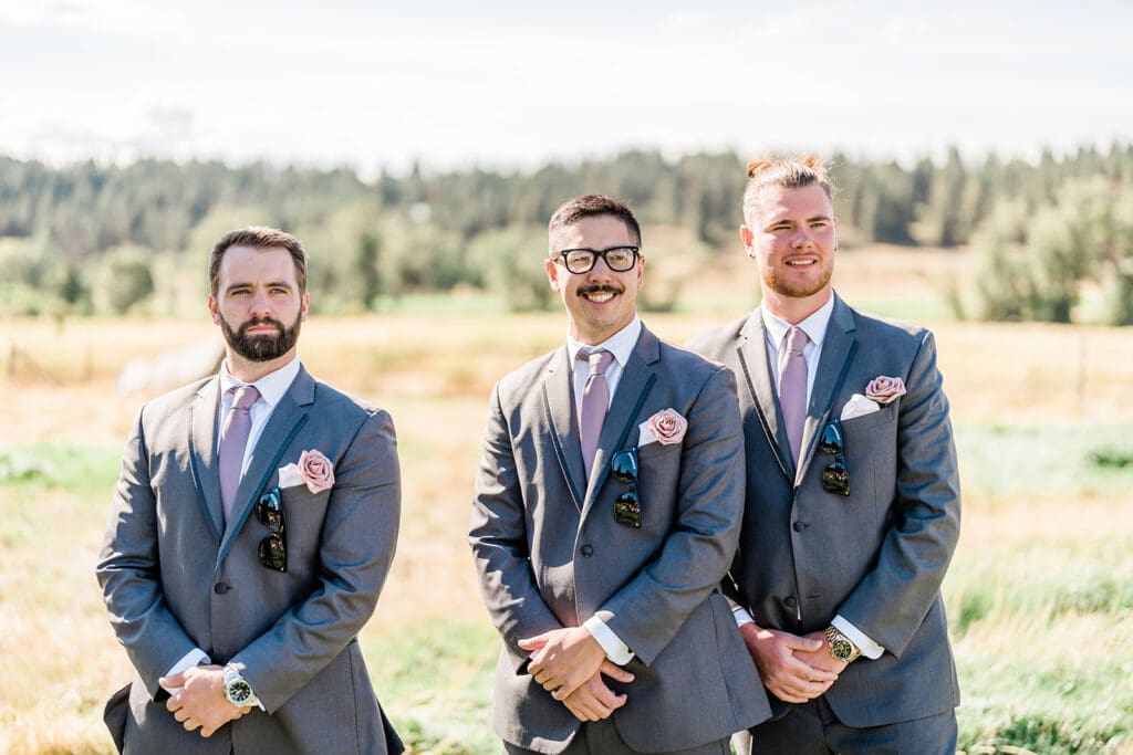 Groomsmen at a Cattle Barn Wedding