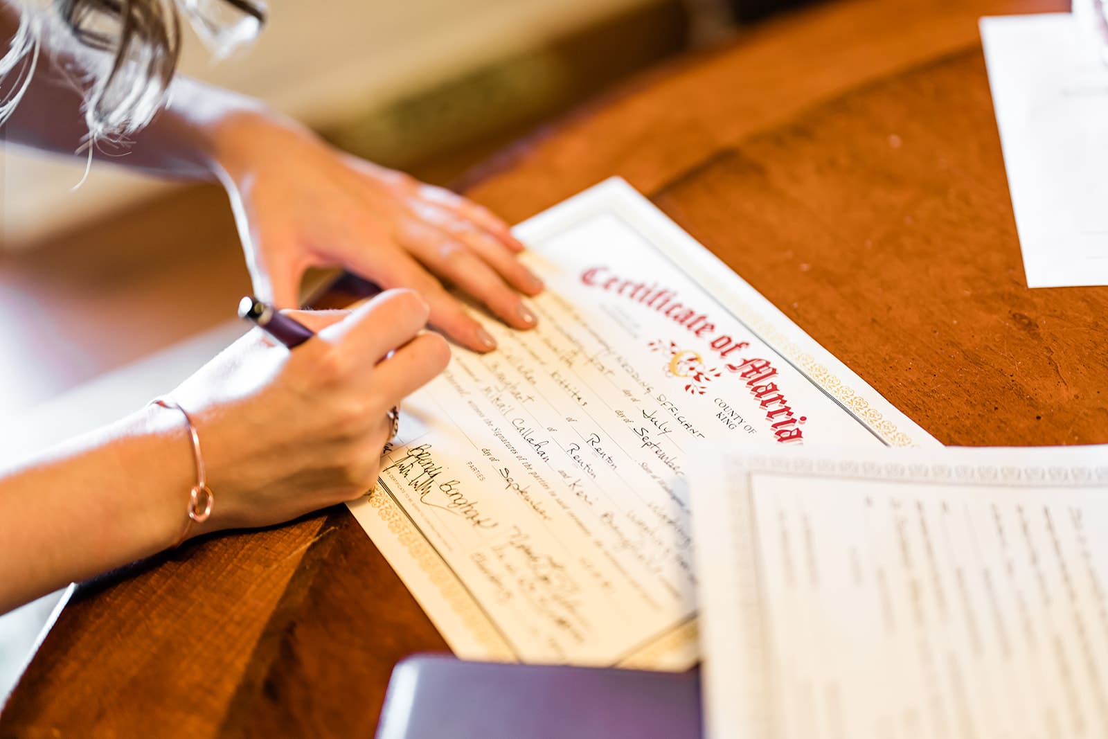 Marriage certificate at a Cattle Barn Wedding