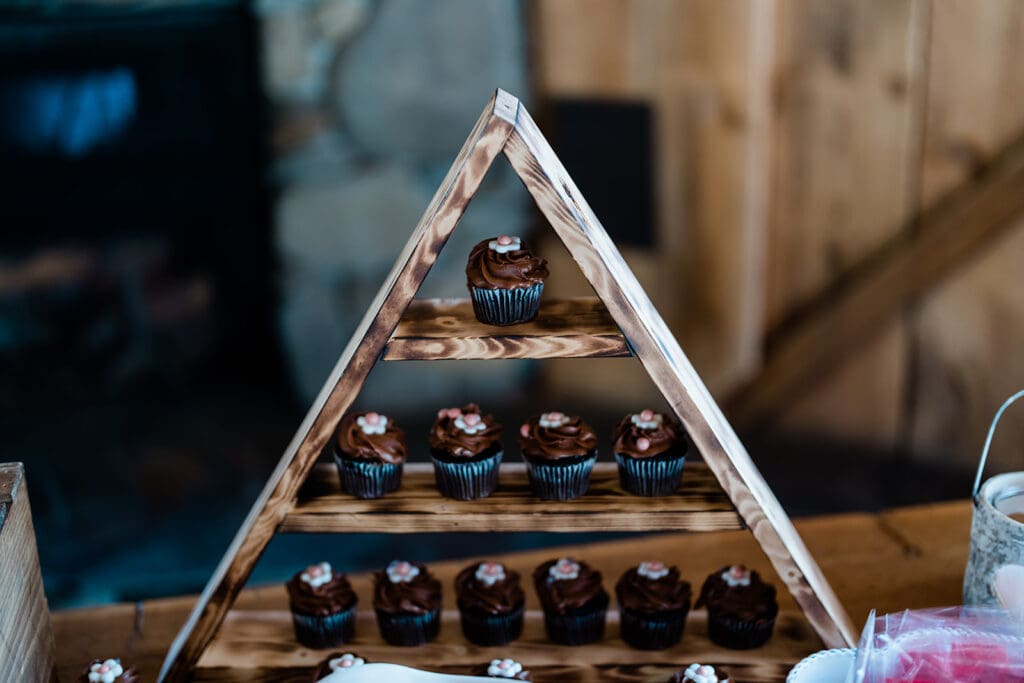 Dessert tower at a Cattle Barn Wedding