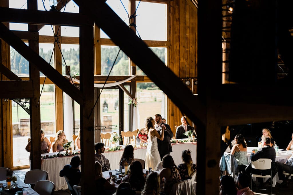 Couple dancing at a Cattle Barn Wedding