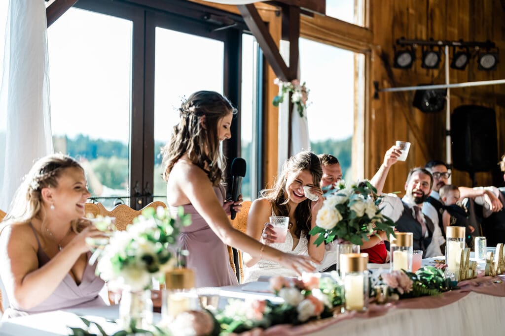 Bridesmaid speech at a Cattle Barn Wedding