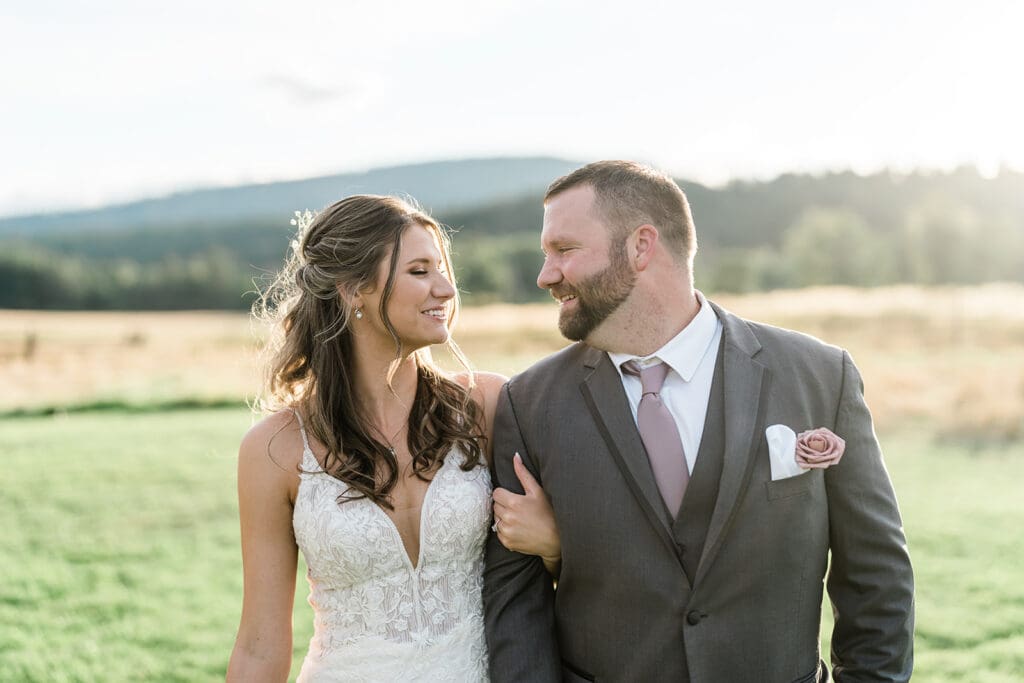 Couple portrait at a Cattle Barn Wedding