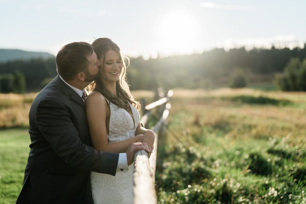Couple portrait at a Cattle Barn Wedding