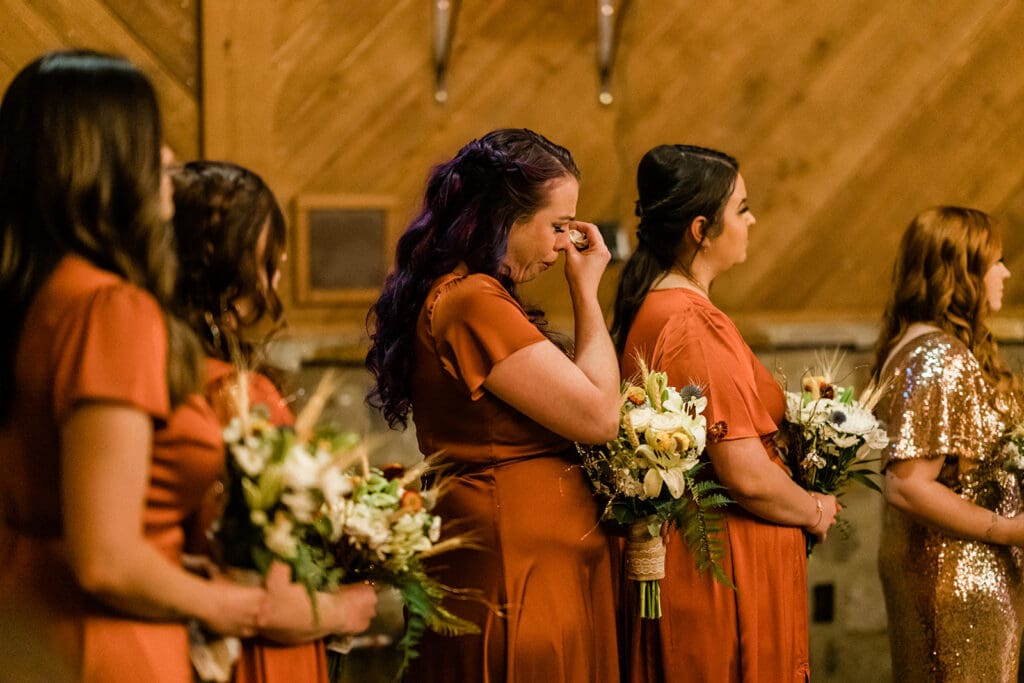 Beautiful bridesmaids inside Swiftwater Cellars