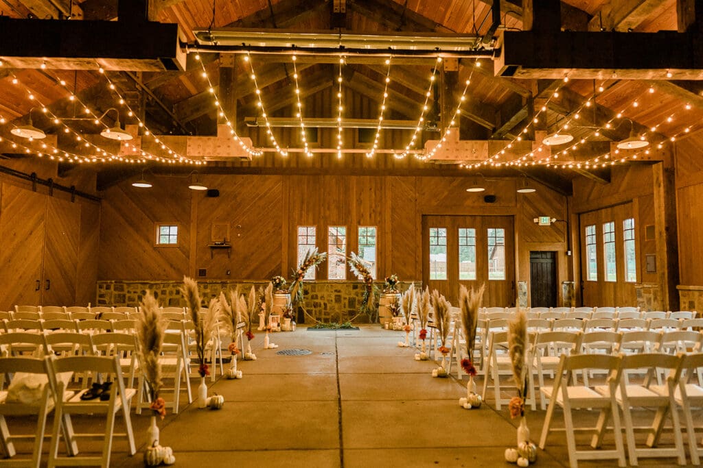 Beautiful wedding altar inside Swiftwater Cellars