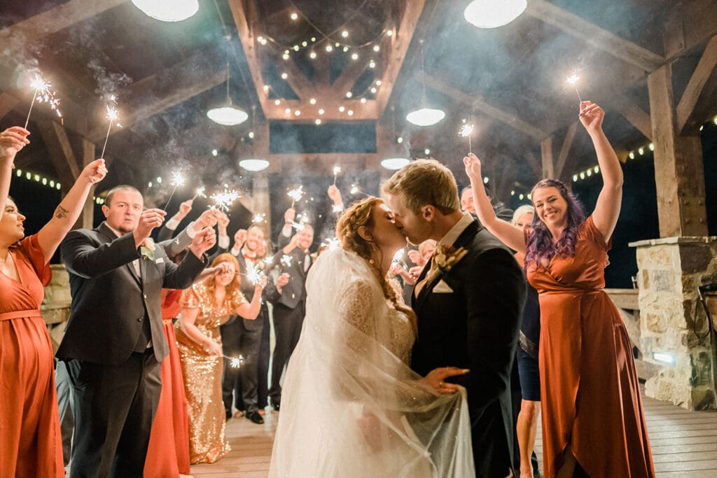 Beautiful bride and kissing inside Swiftwater Cellars